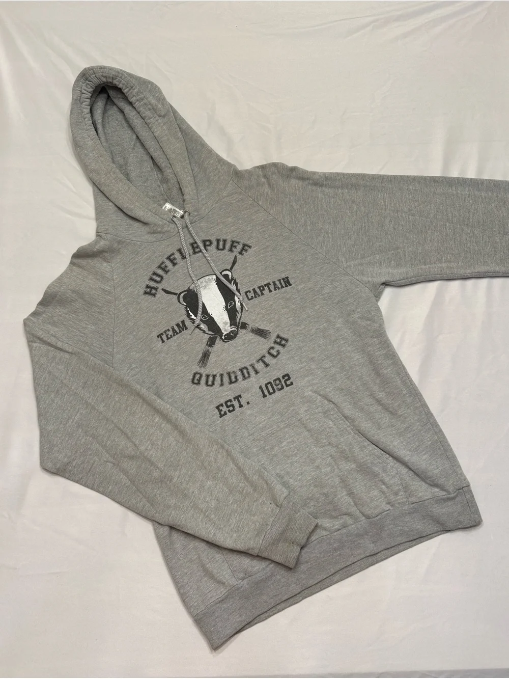 Hufflepuff Quidditch Grey Hoodie - Team Captain Pullover- Harry Potter